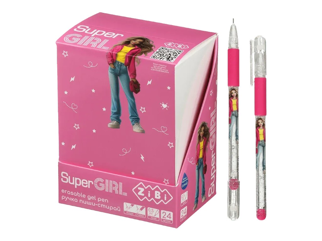 Гелева ручка пиши-стирай синя з гумкою, 0.5 мм, серія Super Girl