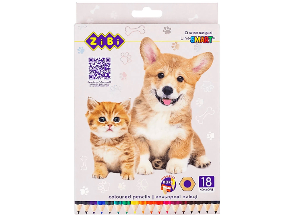 Карандаши цветные с шестигранным корпусом, 18 цветов