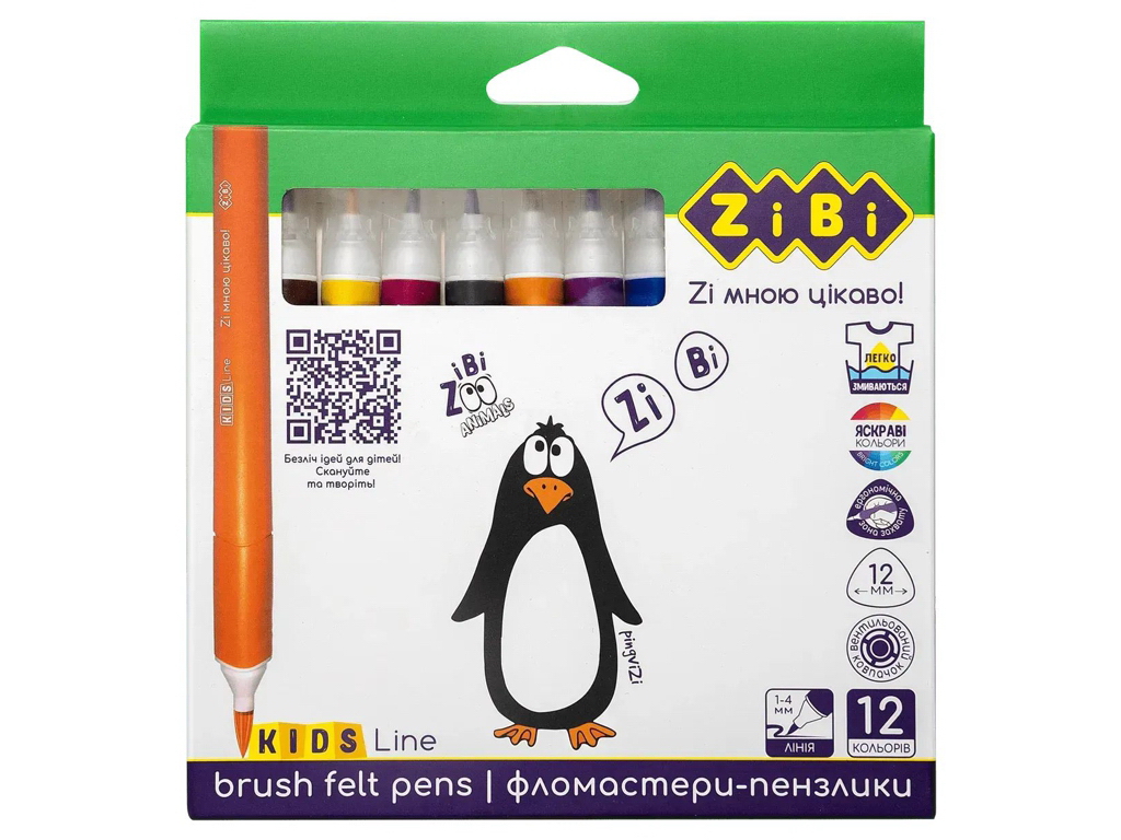 Фломастеры брашевые JUMBO 12 цветов