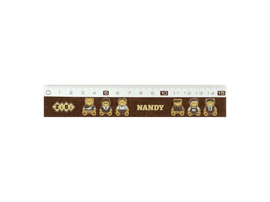Лінійка пластикова ZiBi Bear Toy Nandy, 15 см, дві шкали, ZiBi