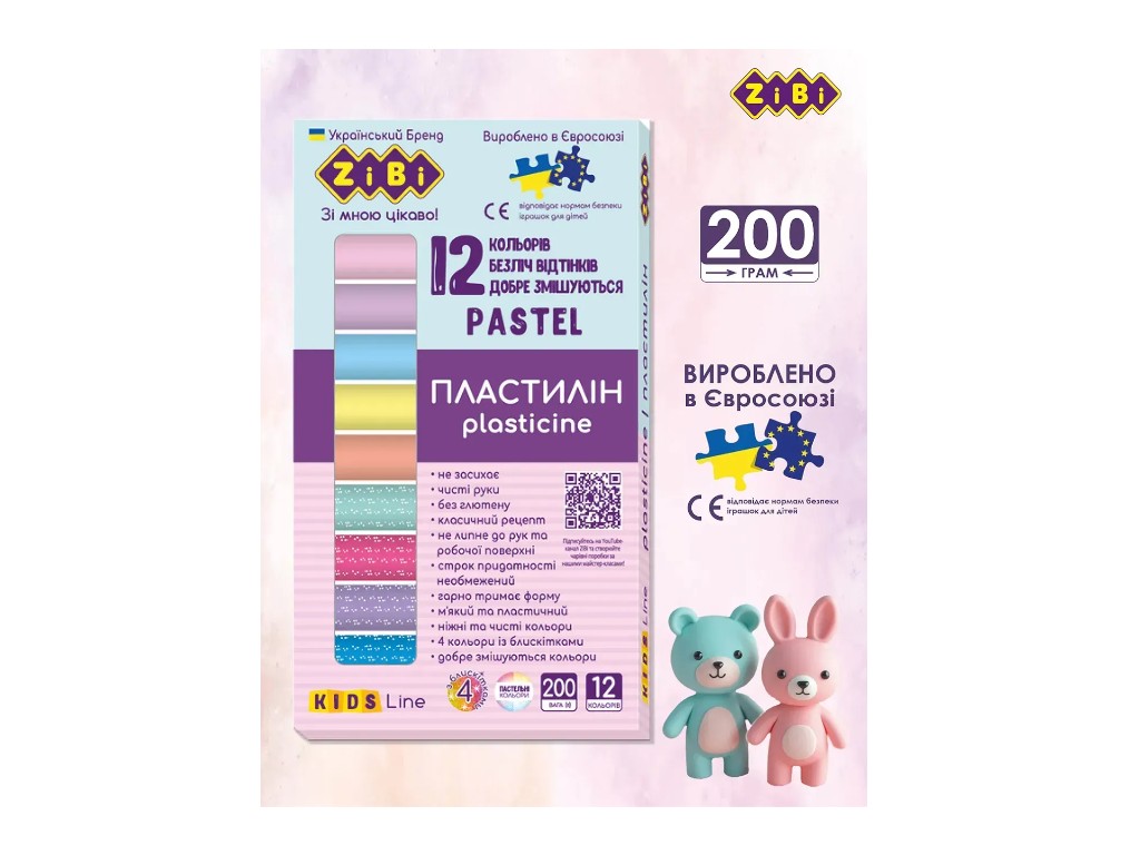 Пластилин пастельный и глитерный, KIDS Line, ZiBi ZB.6240