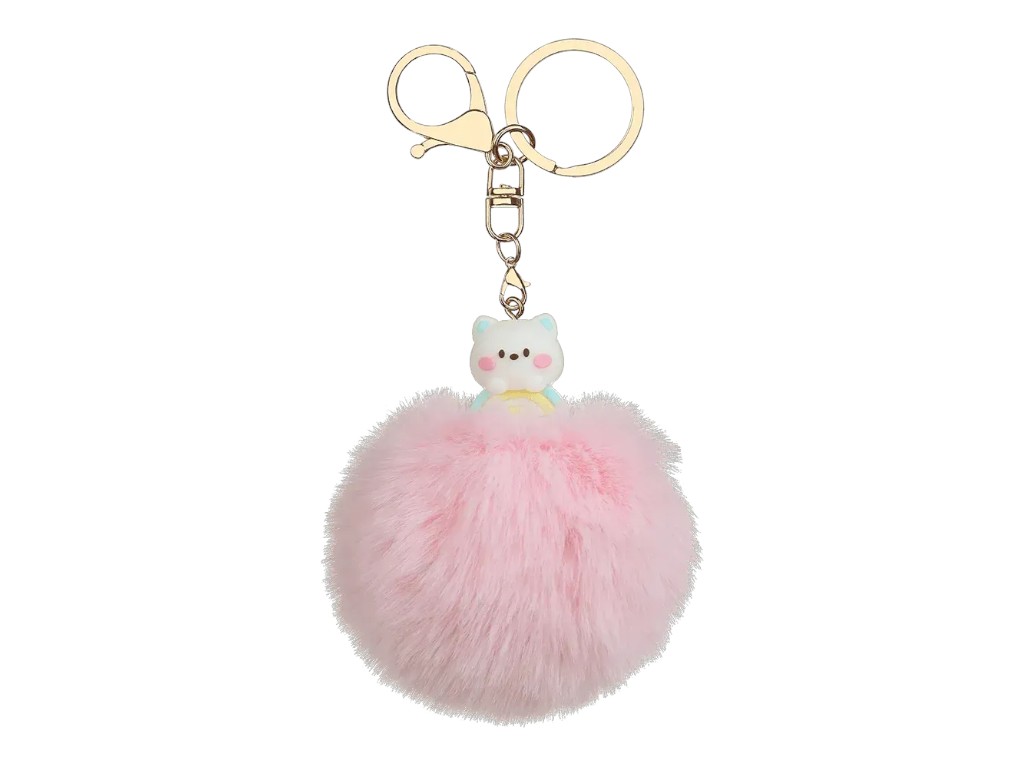 Брелок-помпон з хутра PomPom Angel Pet, близько 8 см, з фігуркою, 4 види (ціна за 1шт) ZiBi