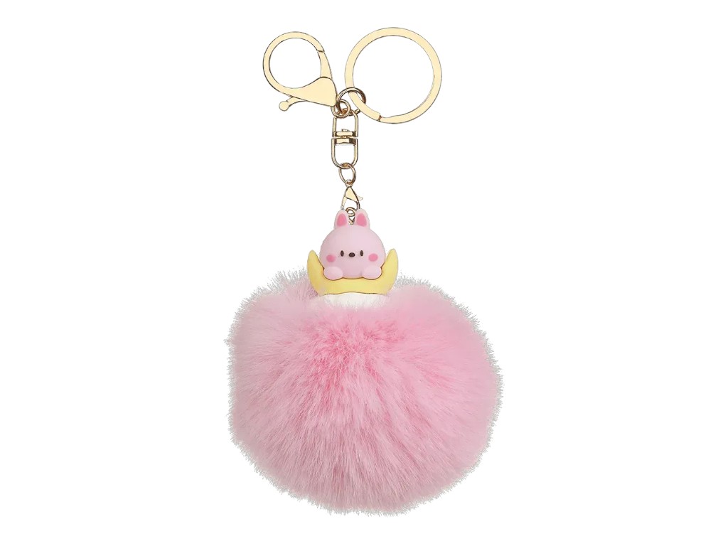 Брелок-помпон з хутра PomPom Angel Pet, близько 8 см, з фігуркою, 4 види (ціна за 1шт) ZiBi