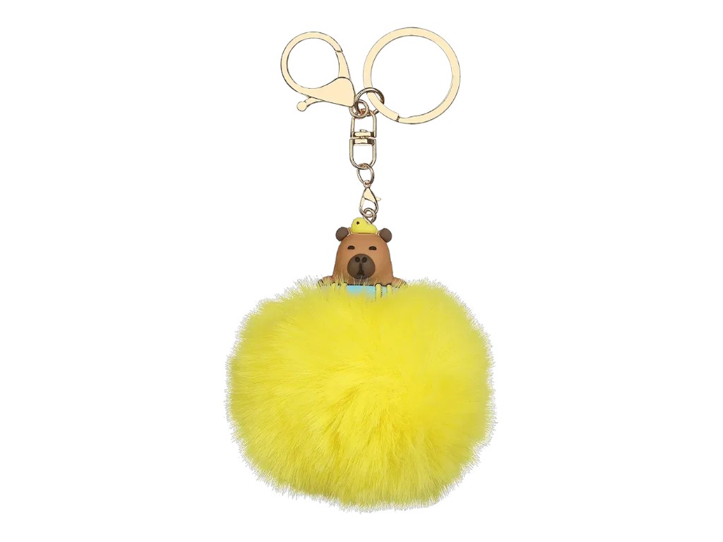 Брелок-помпон из меха PomPom Capybara, около 8 см, с фигуркой, 4 вида (цена за 1шт) ZiBi