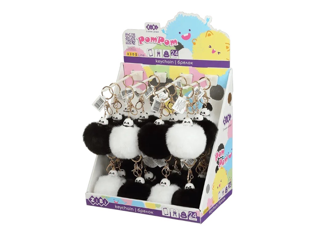 Брелок-помпон из меха PomPom Panda, около 8 см, ассорти дизайнов, (цена за 1шт) ZiBi