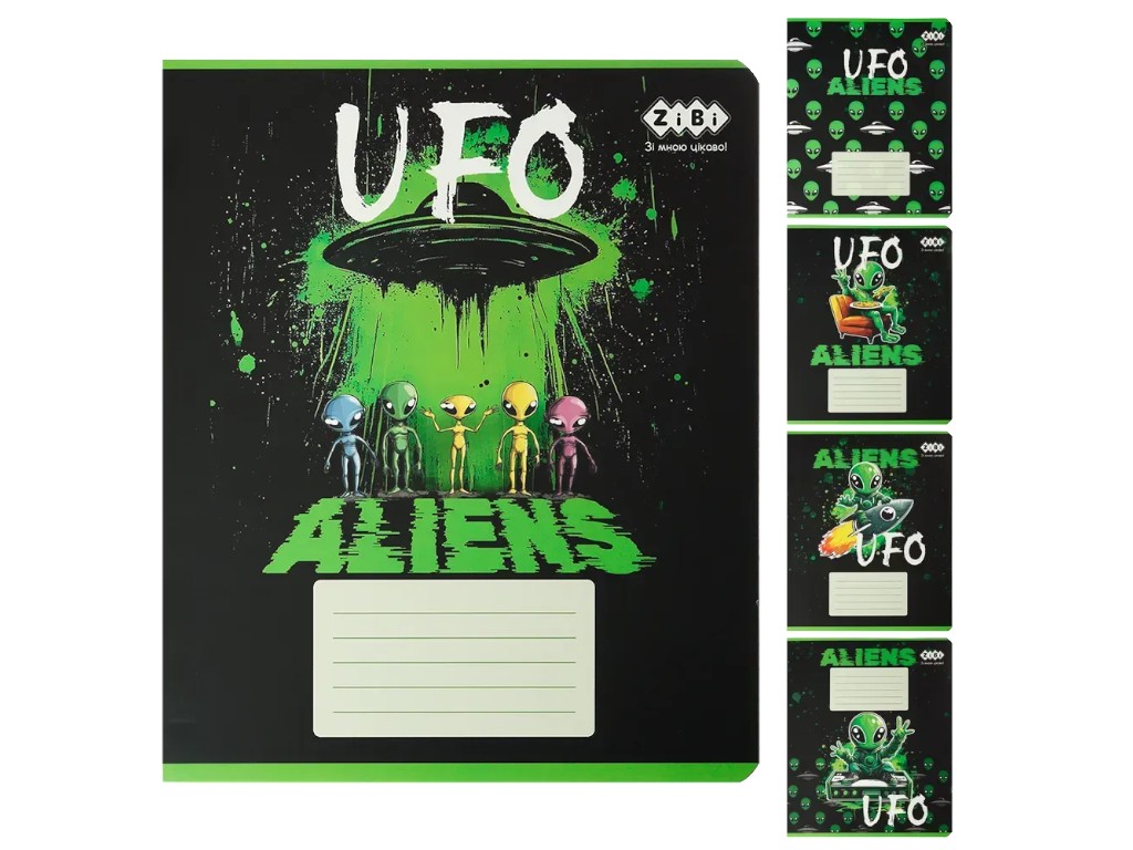 Зошит шкільний в лінію UFO Aliens, 24 листи B5 (ціна за 1 шт)