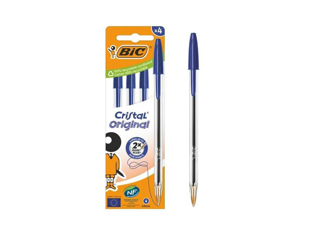 Комплект ручек Cristal, синяя, 0.4 мм, 4шт в пакуванні, BIC bc516332