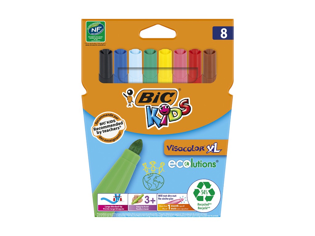 Фломастеры детские Visacolor XL, стойкий наконечник, 8 цветов