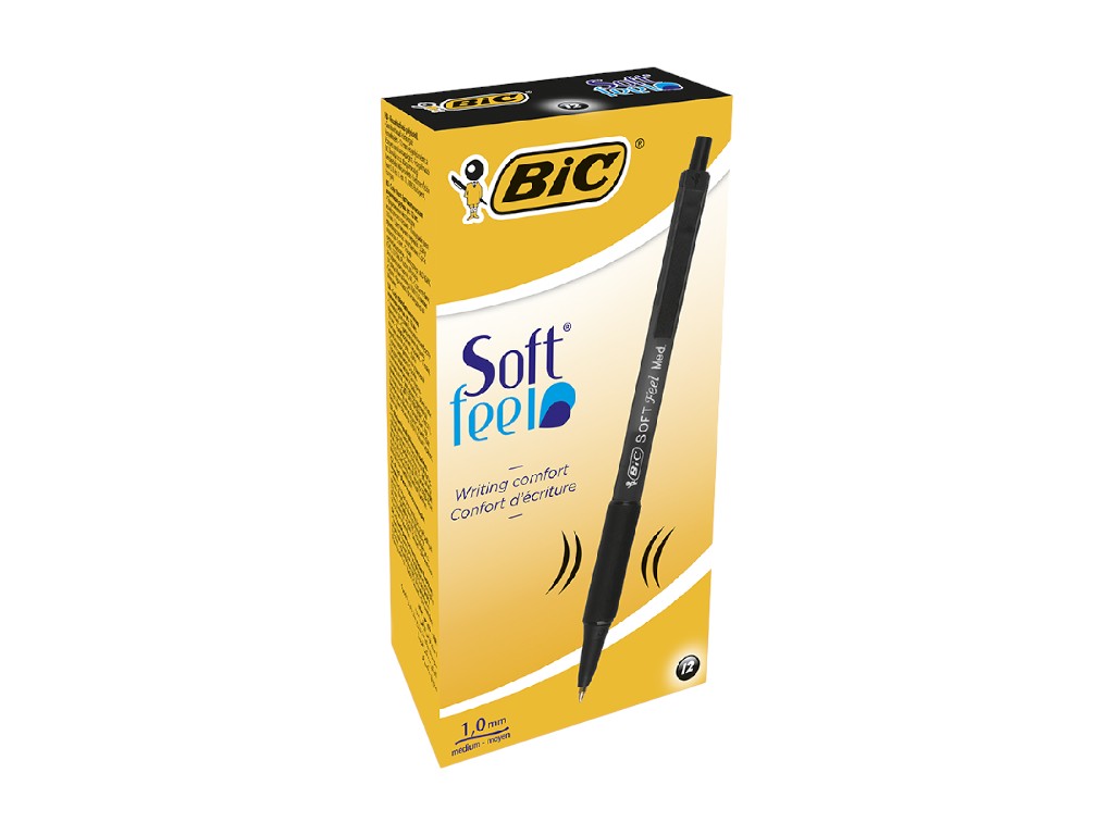 Ручка кулькова BIC Soft Clic Grip чорна, автоматична, 0.8 мм