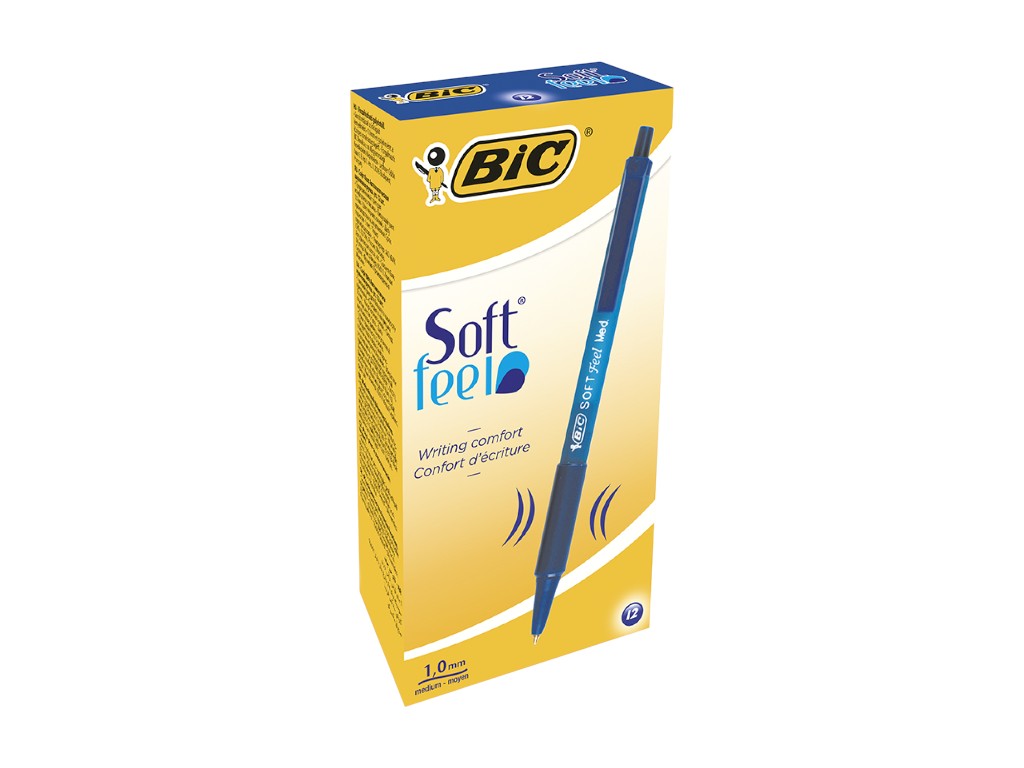 Ручка кулькова BIC Soft Clic Grip синя, автоматична, 0.8 мм