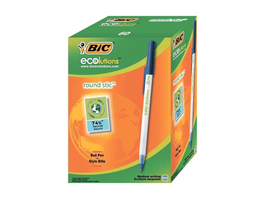 Ручка кулькова BIC Round Stic Eco синя, 0.32 мм, масляна