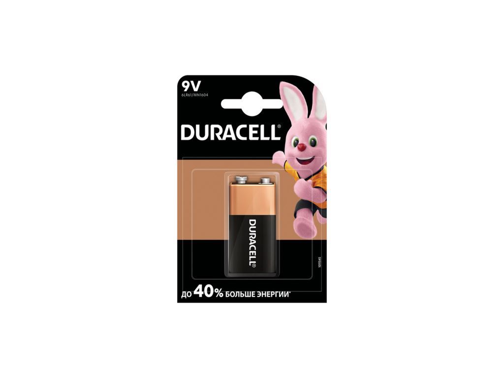 Батарейка Duracell 9V/MN1604, 1 шт, Duracell