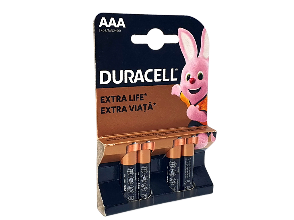 Элемент питания (батарейка) DURACELL LR3 (AAA), 4штупак, DURACELL s.52543