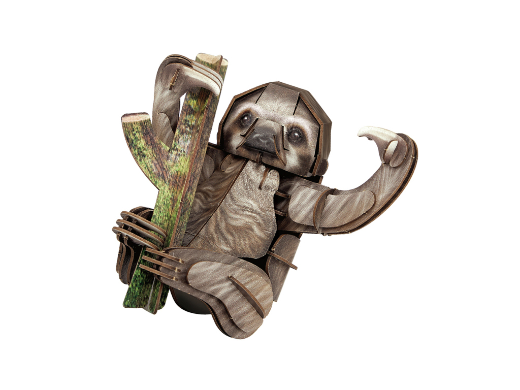 3D пазл конструктор Three-Toed Sloth National Geographic, 16 см, об'ємна модель, Cubic Fun