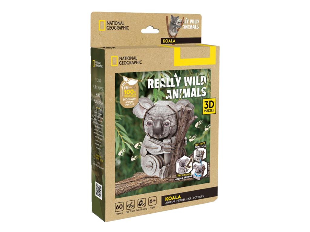 3D пазл конструктор Koala National Geographic, 16 см, объемная модель, Cubic Fun