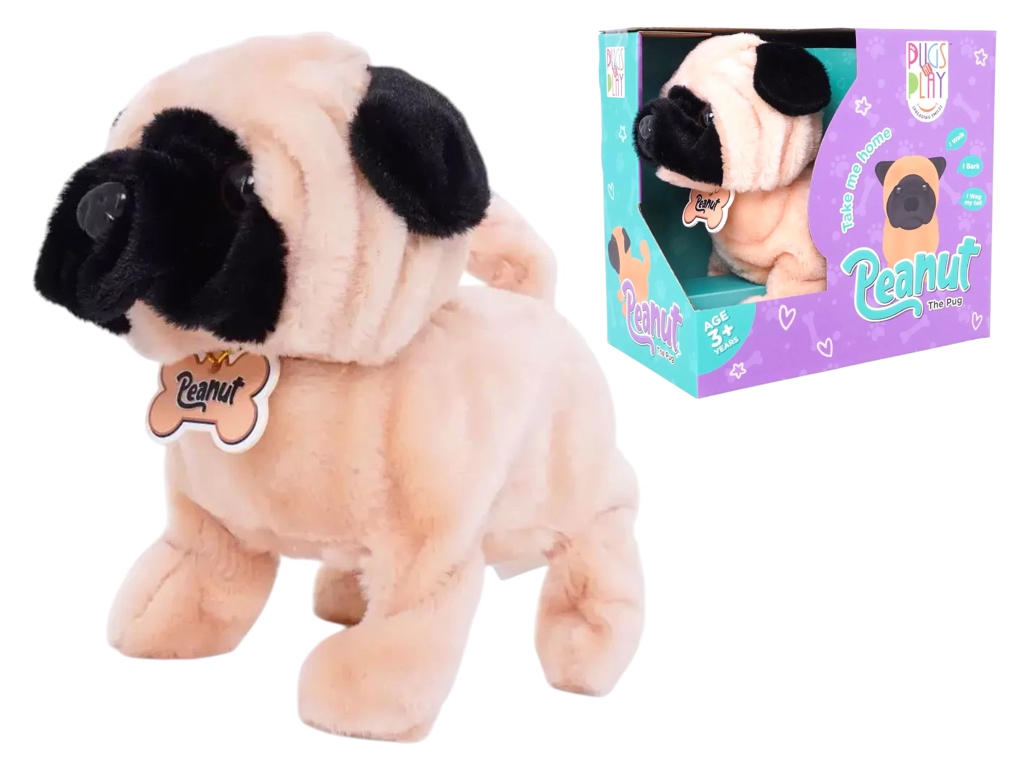 Игрушка интерактивная собака Мопс Peanut, 17 см, звуковые эффекты, ходьба