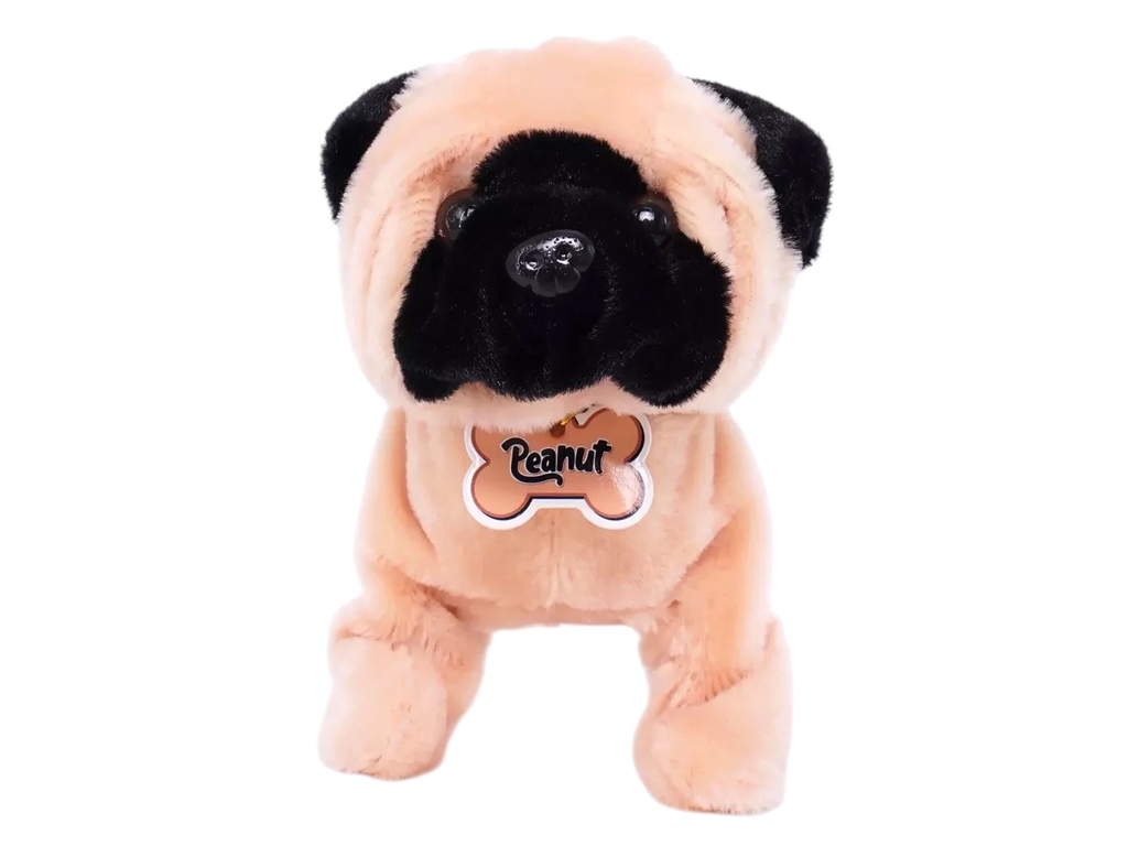Игрушка интерактивная собака Мопс Peanut, 17 см, звуковые эффекты, ходьба