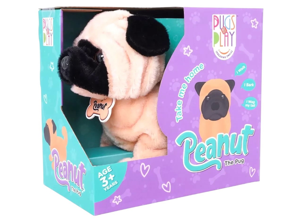 Игрушка интерактивная собака Мопс Peanut, 17 см, звуковые эффекты, ходьба