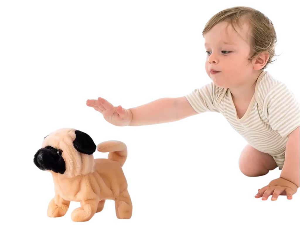 Игрушка интерактивная собака Мопс Peanut, 17 см, звуковые эффекты, ходьба