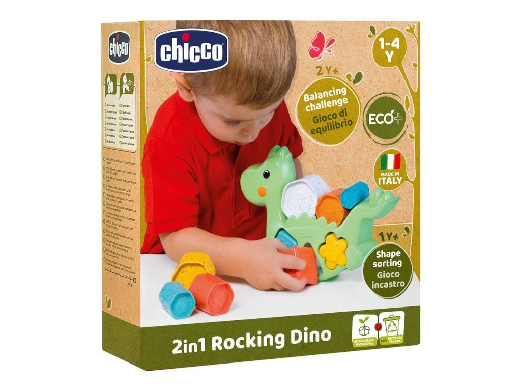 Игрушка сортер 2 в 1 Eco+ "Балансирующий динозавр", Chicco