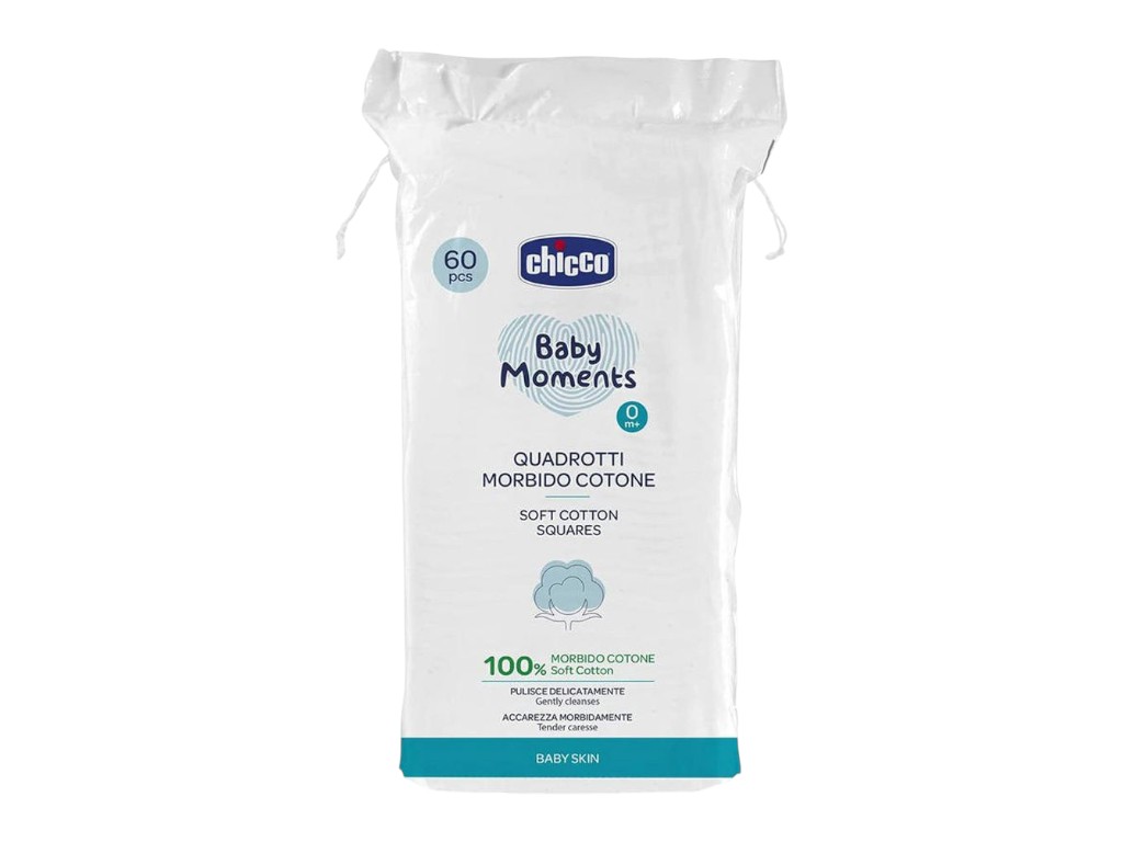Серветки бавовняні Baby Moments1, 60 шт, Chicco