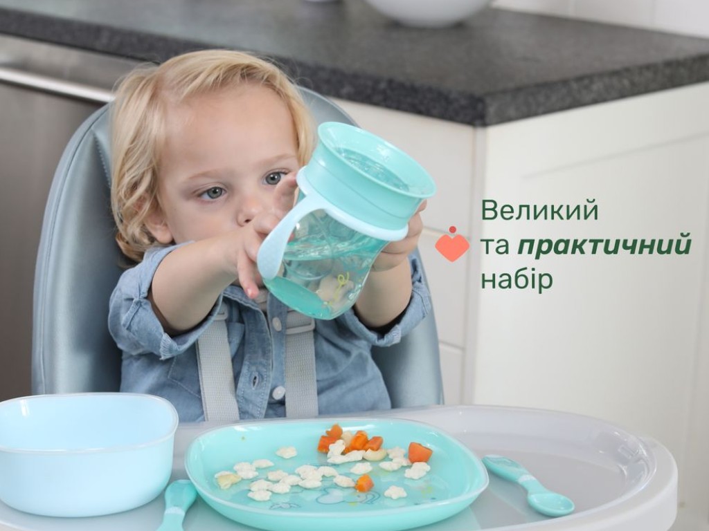 Набор посуды Set Pappa, 12м+, 5 предметов, голубой, Chicco