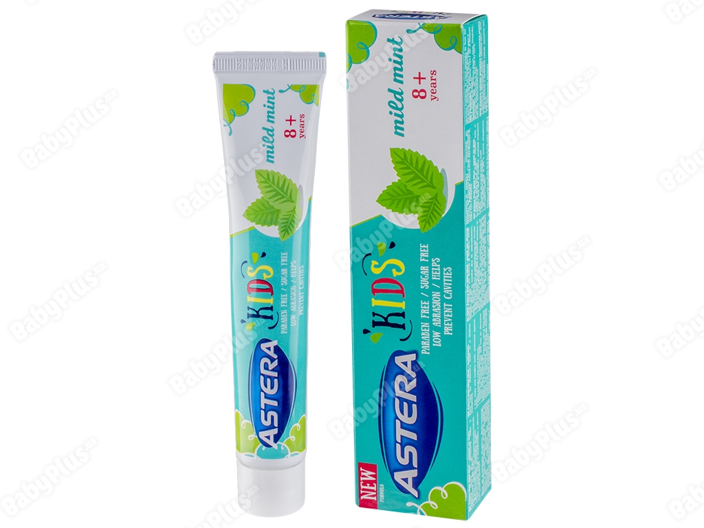Зубная паста детская Astera Kids Mild mint от 8лет, с мягким вкусом мяты 50мл.