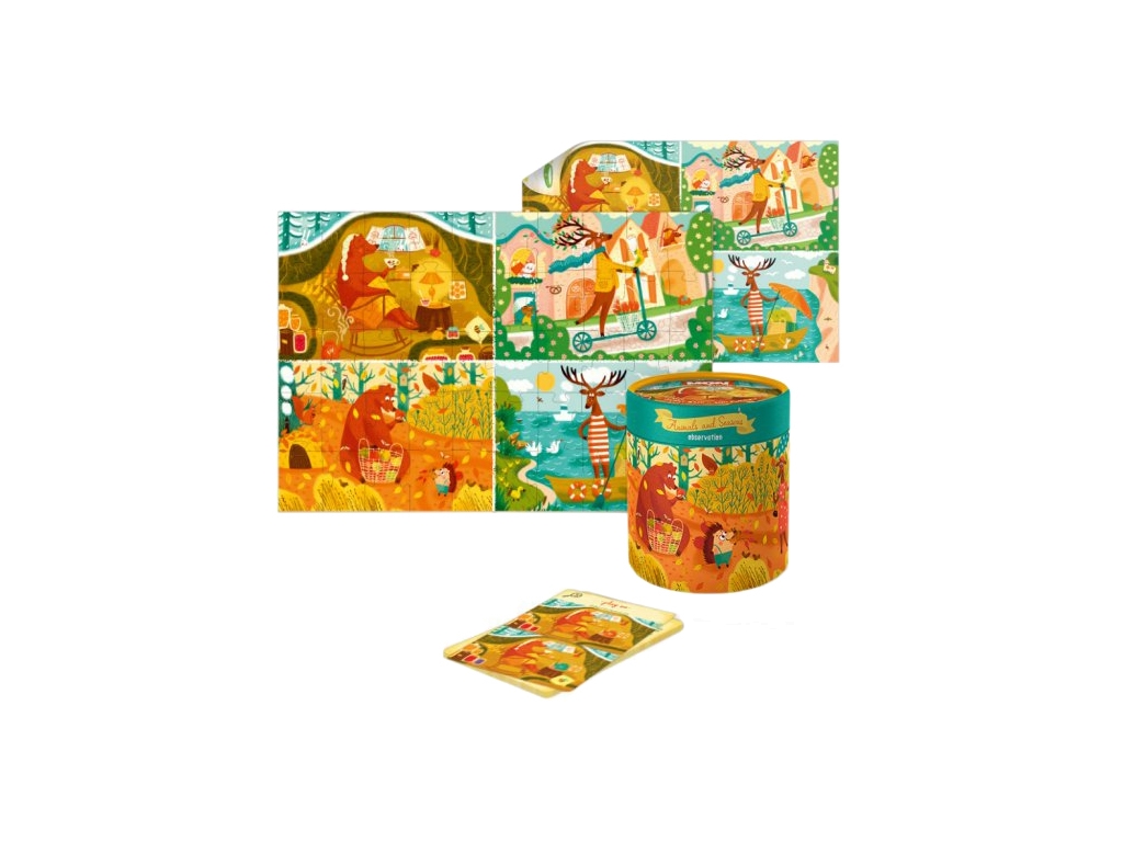 Пазл и игра Обсервационный, Как звери времени года встречали, Mon Puzzle