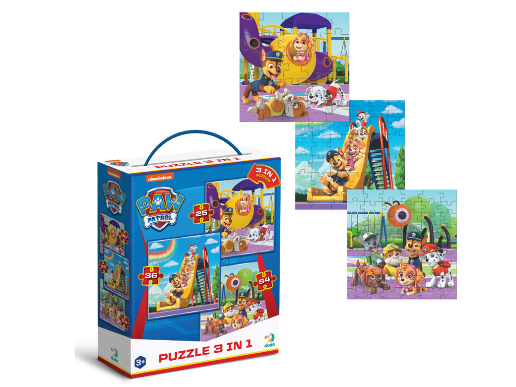 Пазл Paw Patrol 3в1, Ігровий майданчик, 25, 36, 54 елемента, DoDo 200578
