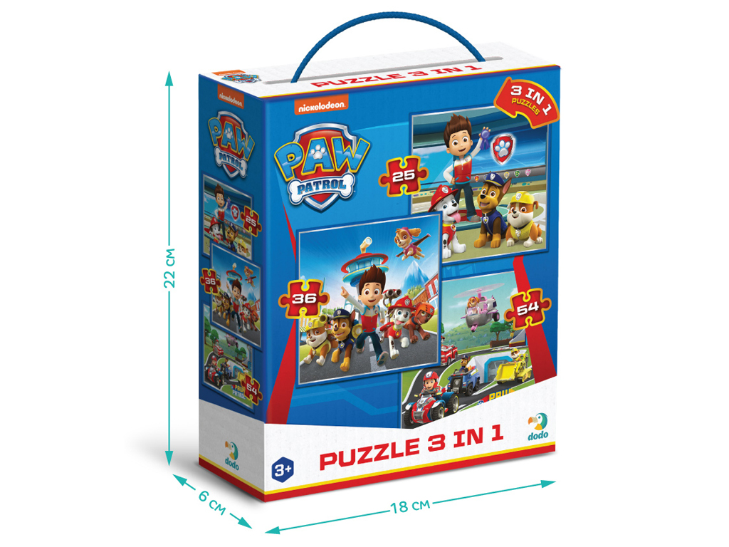 Пазл Paw Patrol Готові до роботи 3в1, 25-36 елементів, DoDo 200579
