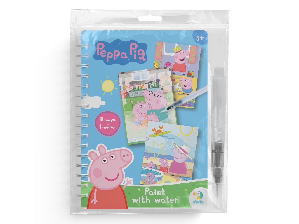 Набір водних розмальовок "Peppa Pig", книжка-розмальовка 8 стор., маркер, вік 3+, Dodo