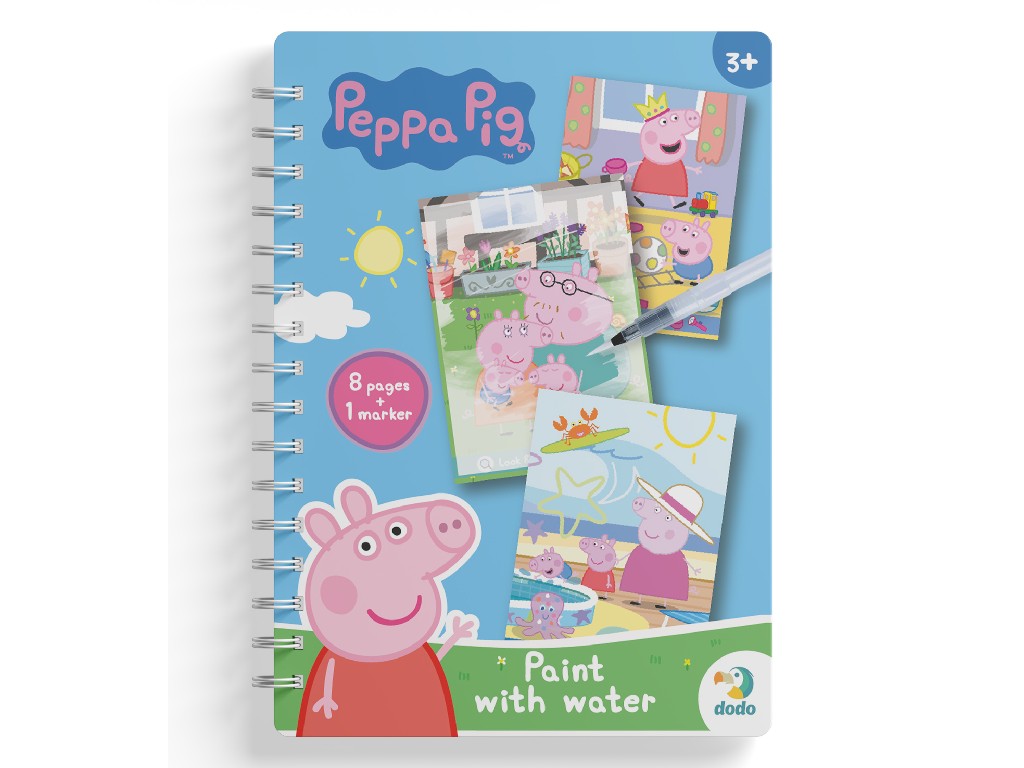 Набір водних розмальовок "Peppa Pig", книжка-розмальовка 8 стор., маркер, вік 3+, Dodo
