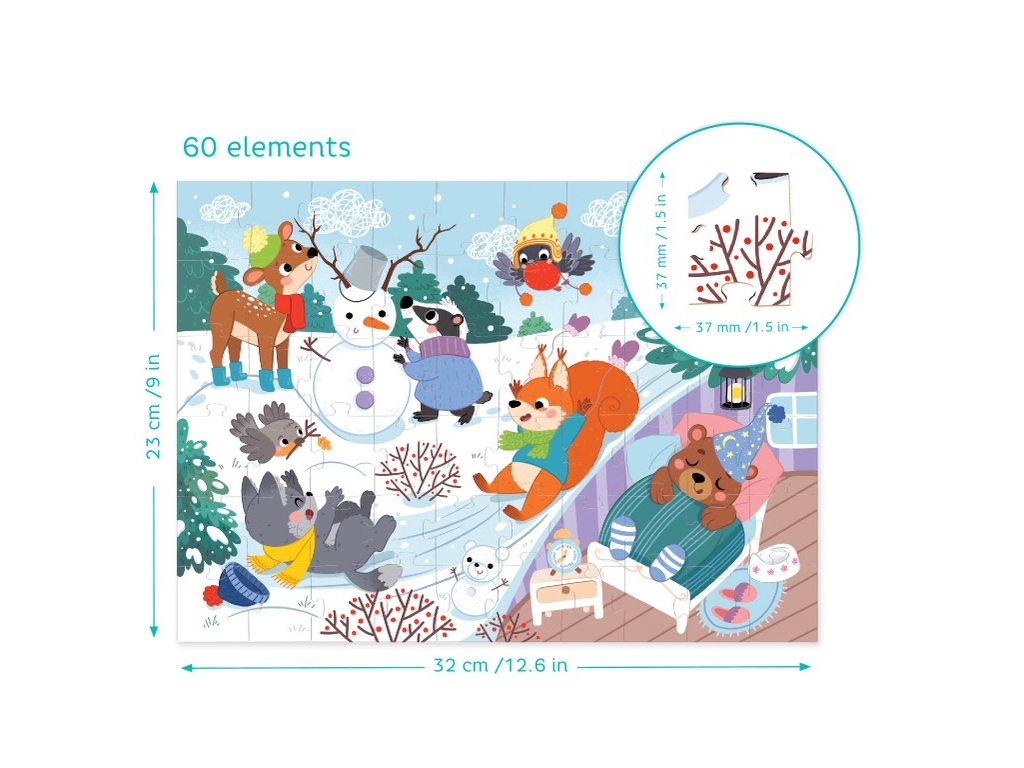 Пазл Зимові тваринки, 60 елементів, DoDo