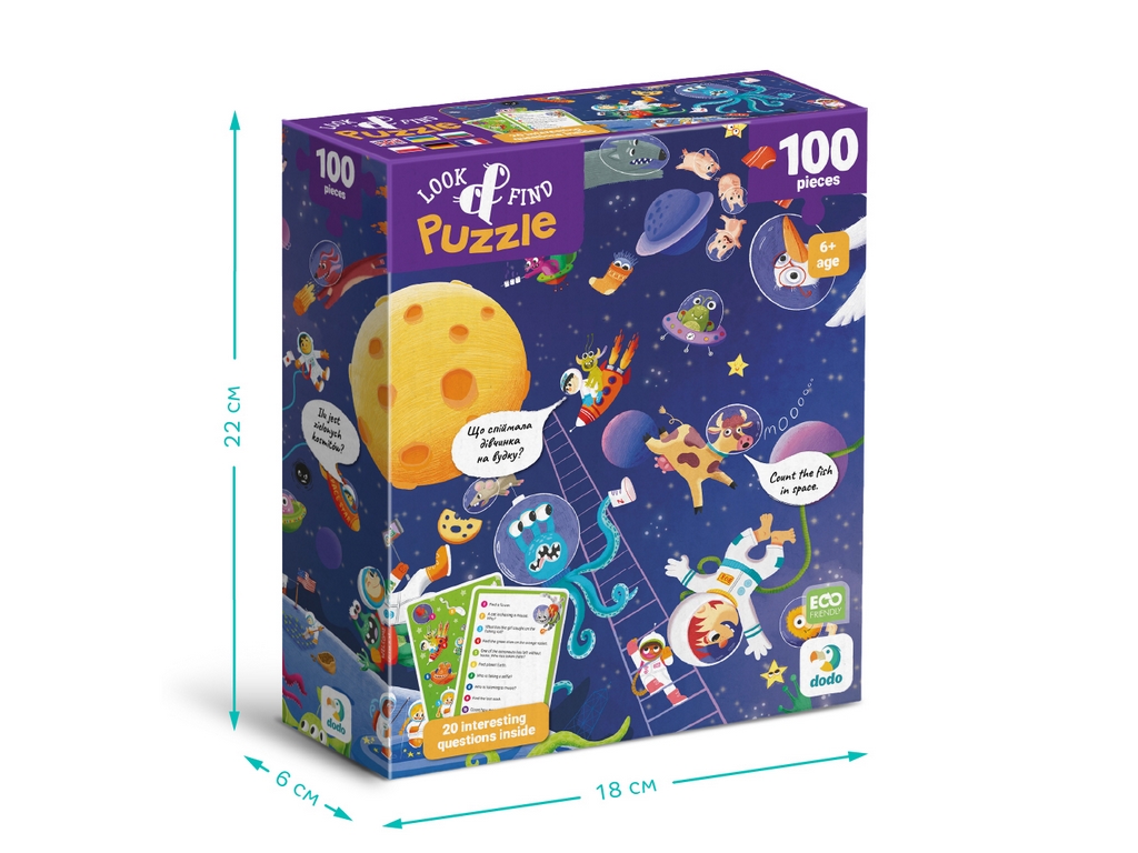 Пазл, Шукай та знаходь Шалений космос, 100 елементів, DoDo 300668