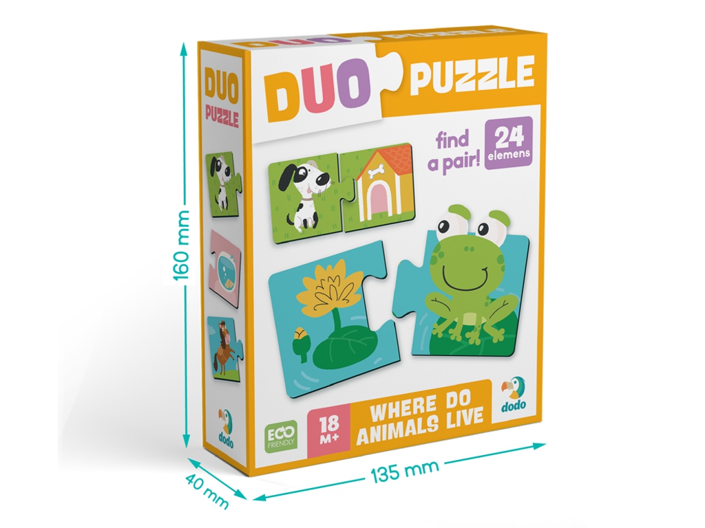Пазл детский DUO Зверята и их дома, логическое развитие, DoDo