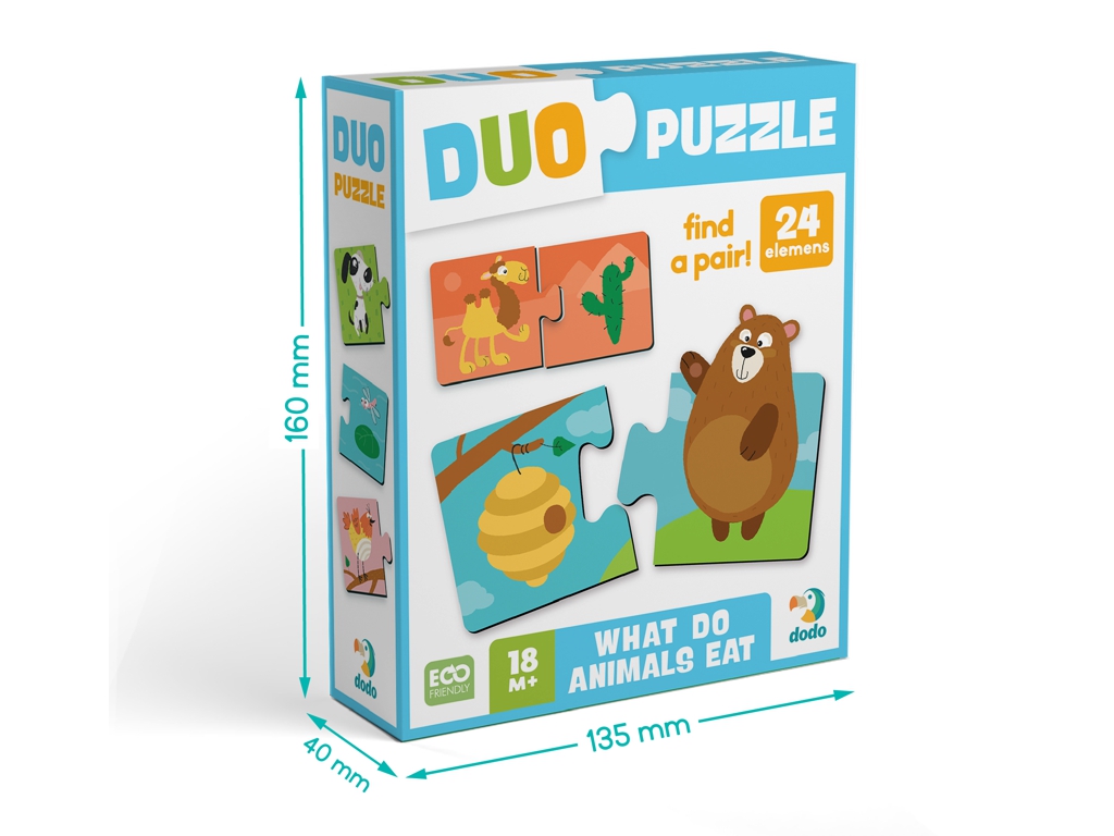 Пазл DUO Хто що їсть, розвивальний пазл для малюків, DoDo