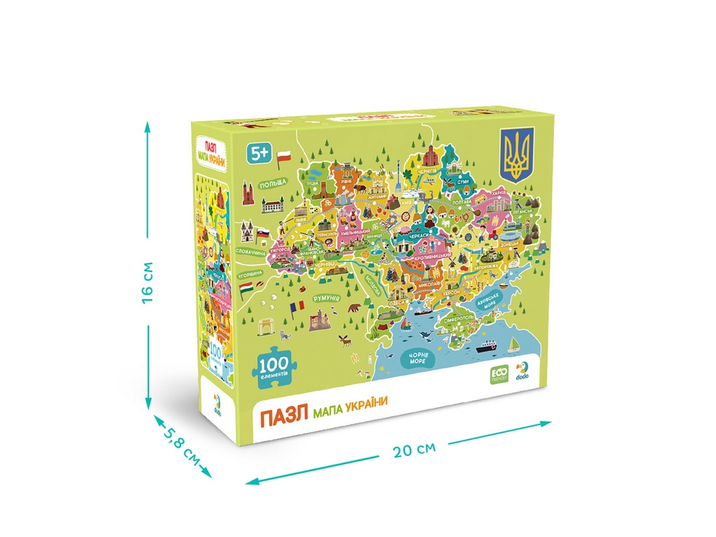 Пазл Мапа України, 100 елементів, DoDo 300706