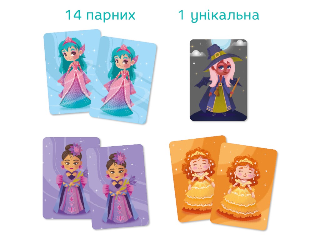 Игра карточная Принцессы и колдунья, обмен картами, 20 карточек, DoDo