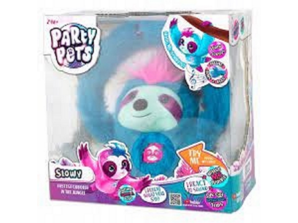 Мягкая игрушка интерактивная Линивец голубого цвета, Party Pets