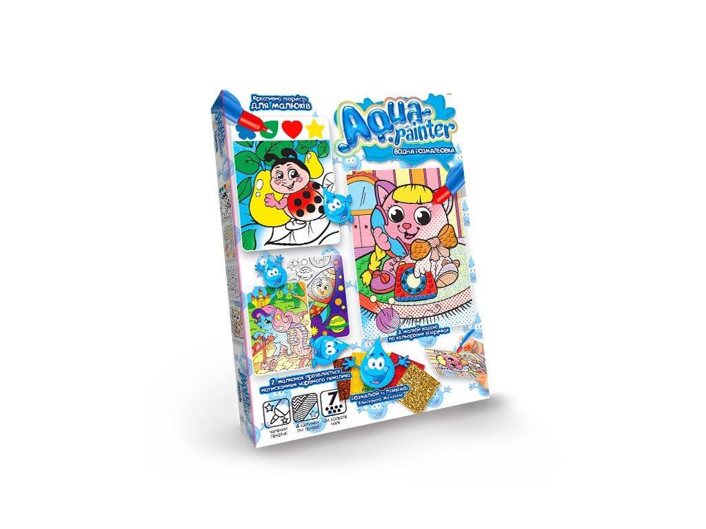 Розмальовка водна з наліпками „Aqua Painter Котенок з телефоном”,  від 7 років, Danko Toys