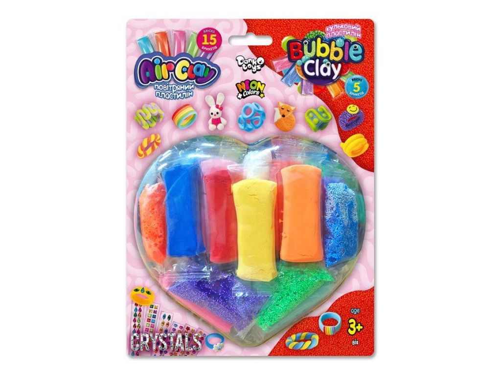 Набір для творчості із пластиліну на блістері Air Clay+Bubble Clay, Danko Toys