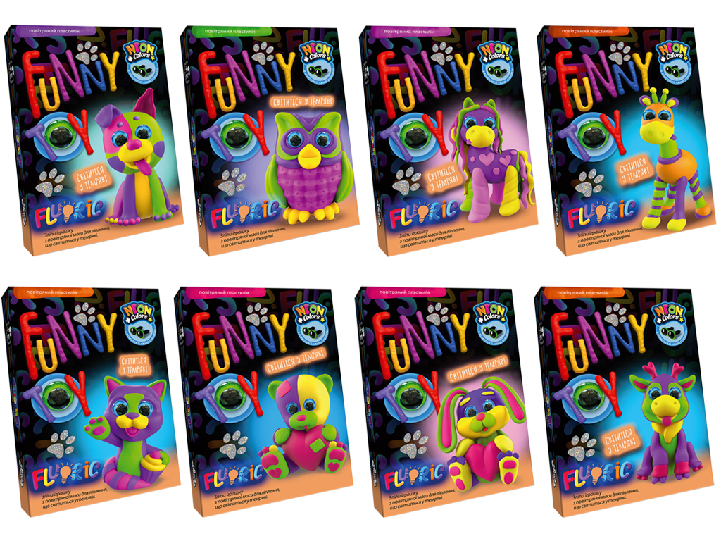 Набір креативної творчості AIR CLAY FLUORIC 4 кольори, Danko Toys