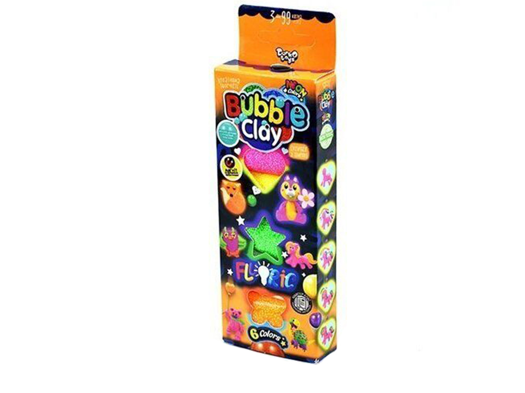 Купить Набор для творчества BUBBLE CLAY FLUORIC 6 цветов. Danko Toys BBC-FL- 6-01U-02U недорого