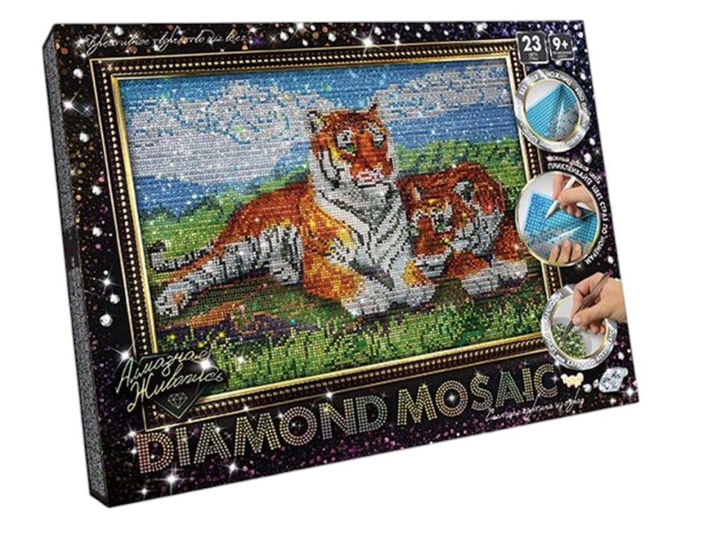 Набір для творчості DIAMOND MOSAIC Тигри великий, Danko Toys