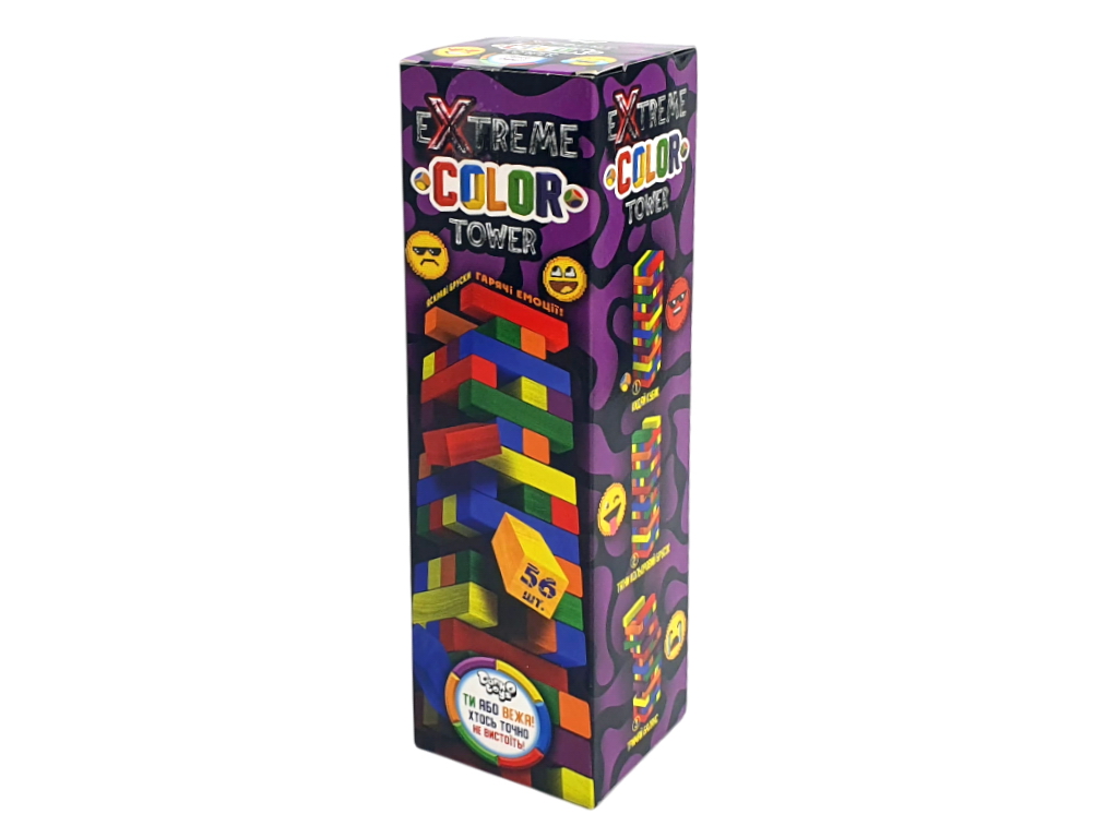 Настольная игра баланс Extreme Color Tower, 27.5 см, с кубиком, Danko Toys