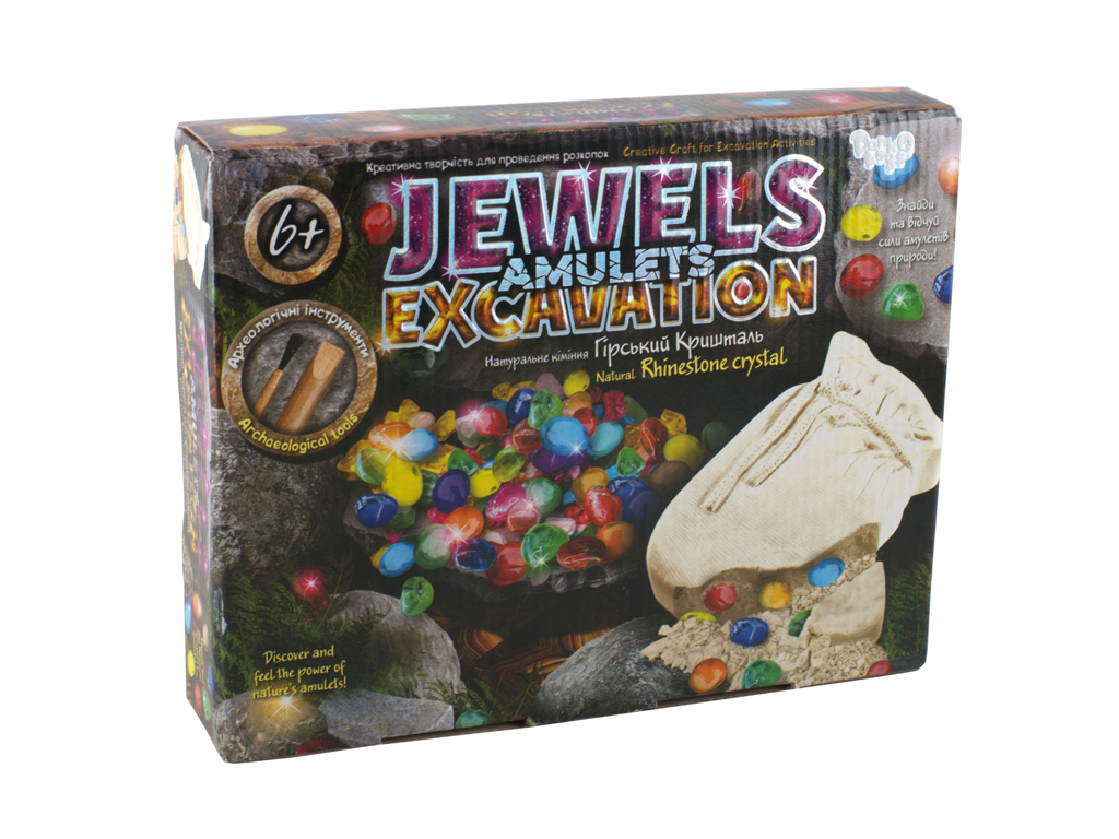 Набор для проведения раскопок JEWELS AMULETS EXCAVATION камни. Danko Toys JAEX-01-01