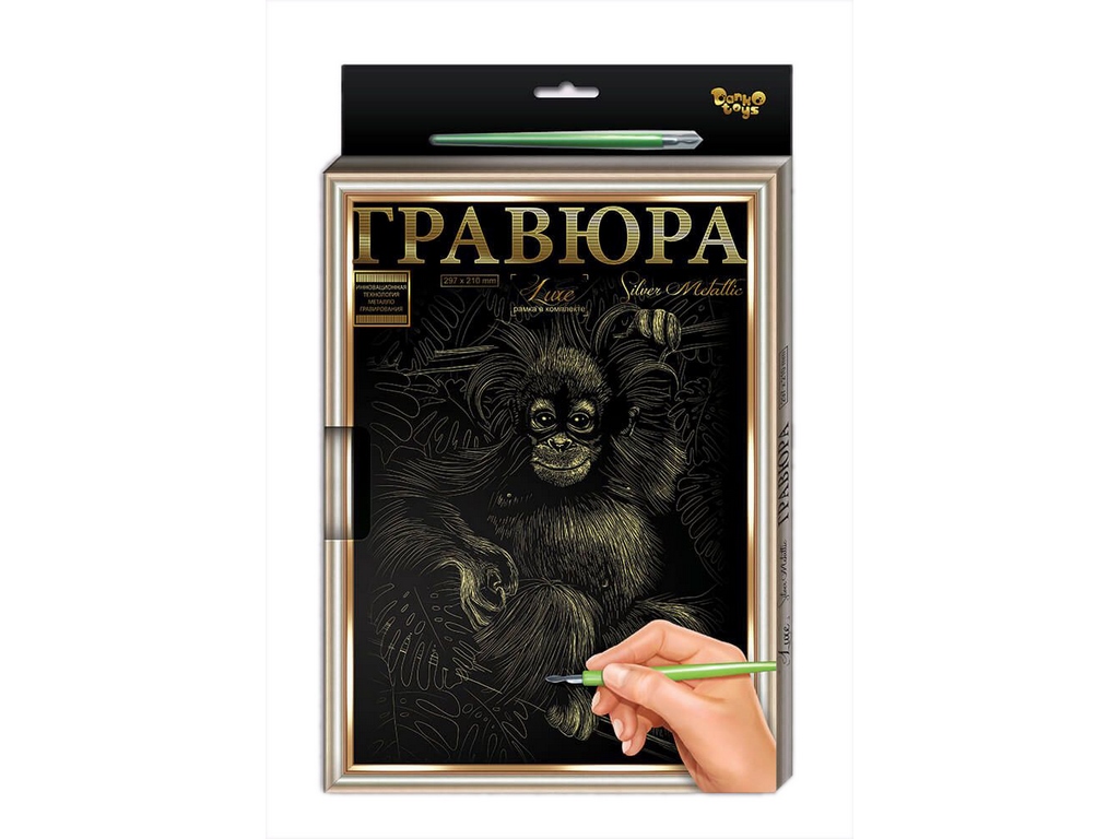Гравюра A4 с рамкой Люкс, создание гравированной картины, Danko Toys