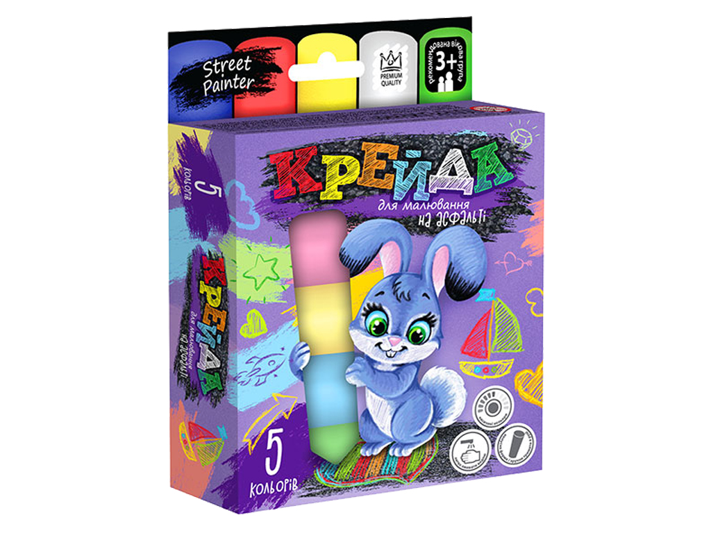 Мел для рисования на асфальте большой 5 шт, Danko Toys