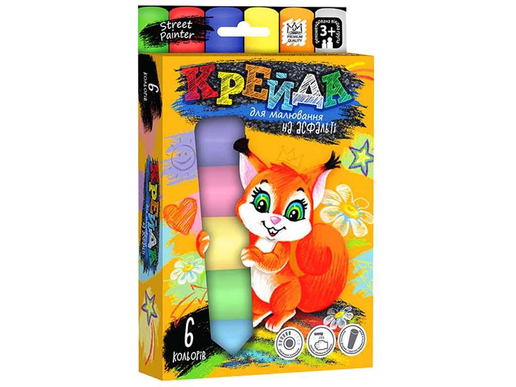 Мел для рисования на асфальте большой 6 шт, Danko Toys