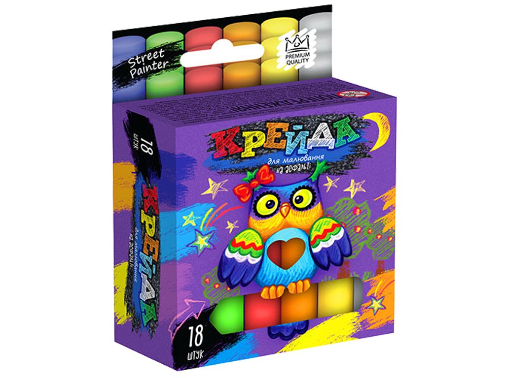 Мел для рисования на асфальте тонкий 18 шт, Danko Toys
